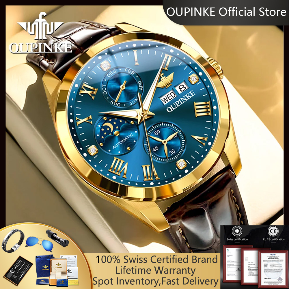 Luxury Watch Grade - ساعة OUPINKE 3300 كرونو أوتوماتيكية للرجال،