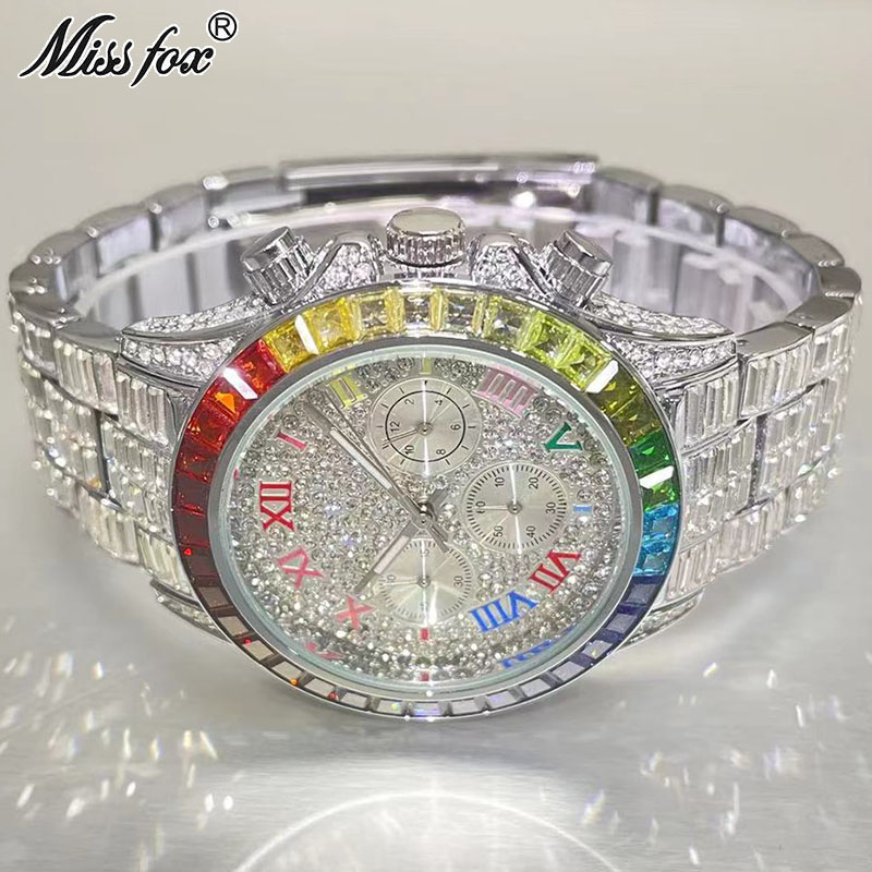 Luxury Watch Maker - MISSFOX الفاخرة مثلج ساعة للرجال موضة