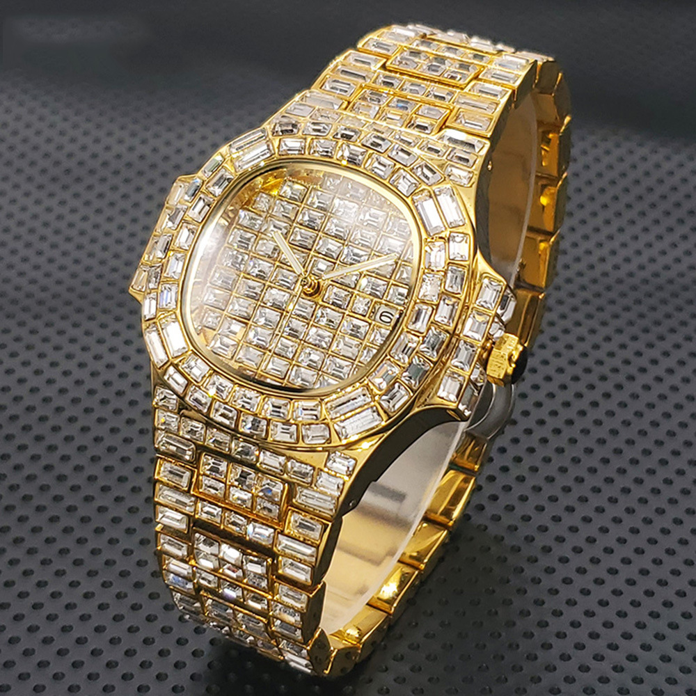 Luxury Watch Grade - ساعة يد فاخرة مرصعة بالكامل بالأحجار،