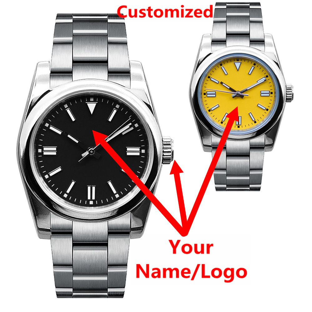 Luxury Watch Safe - ساعة رجالية فاخرة بشعار مخصص، زجاج